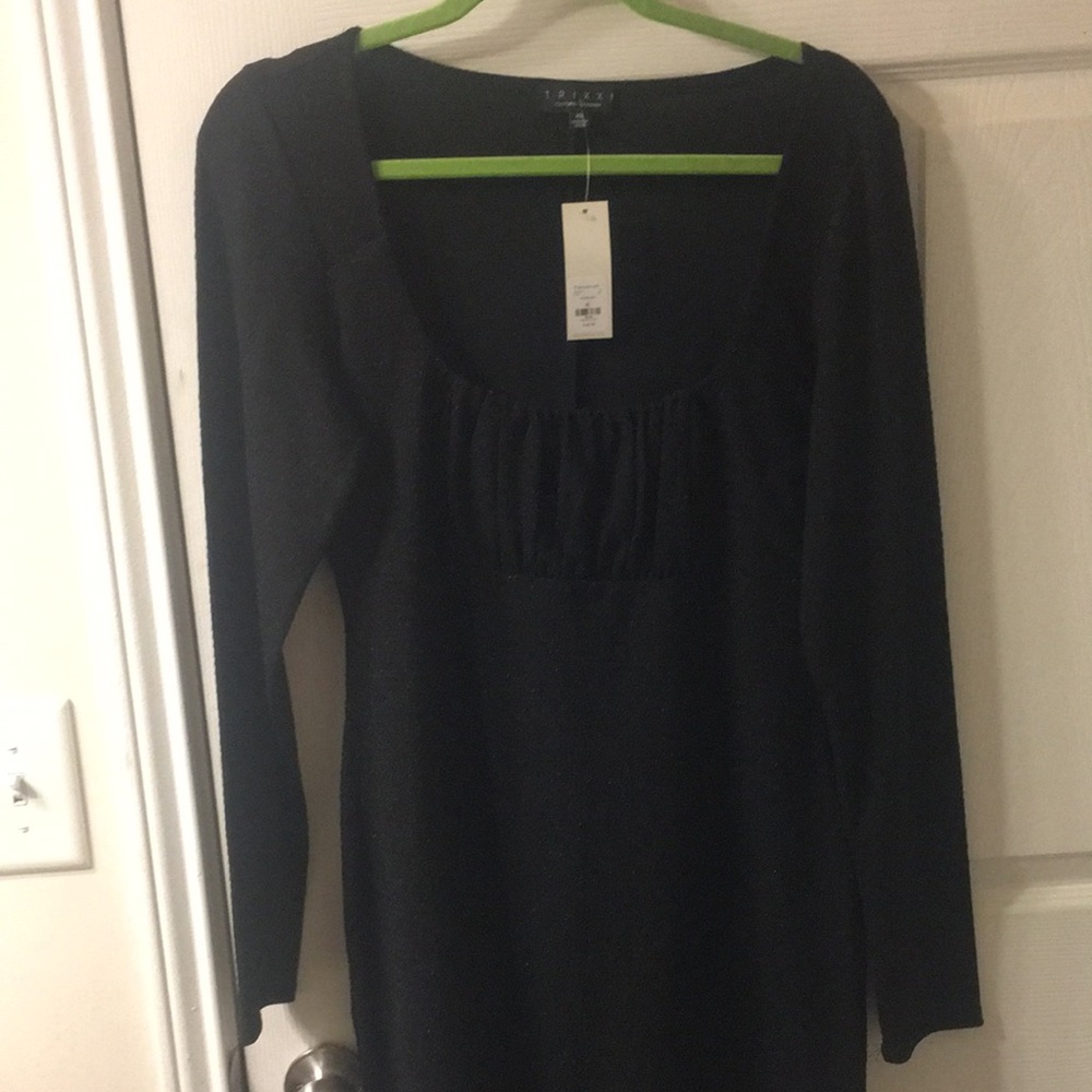 NWT black subtle sparkle fitted stretchy dress size XL